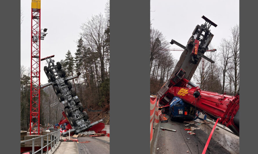 Kranunfall in Stallikon + Kranführer schwer verletzt + Bucheneggstrasse bleibt gesperrt